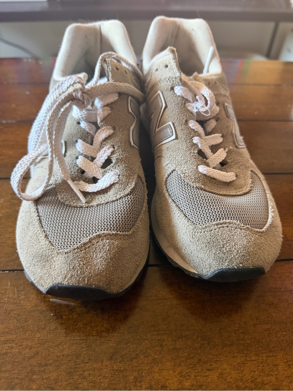 New Balance Beige/Tan Women's Suede Mesh Sneakers - Picture 4 of 6